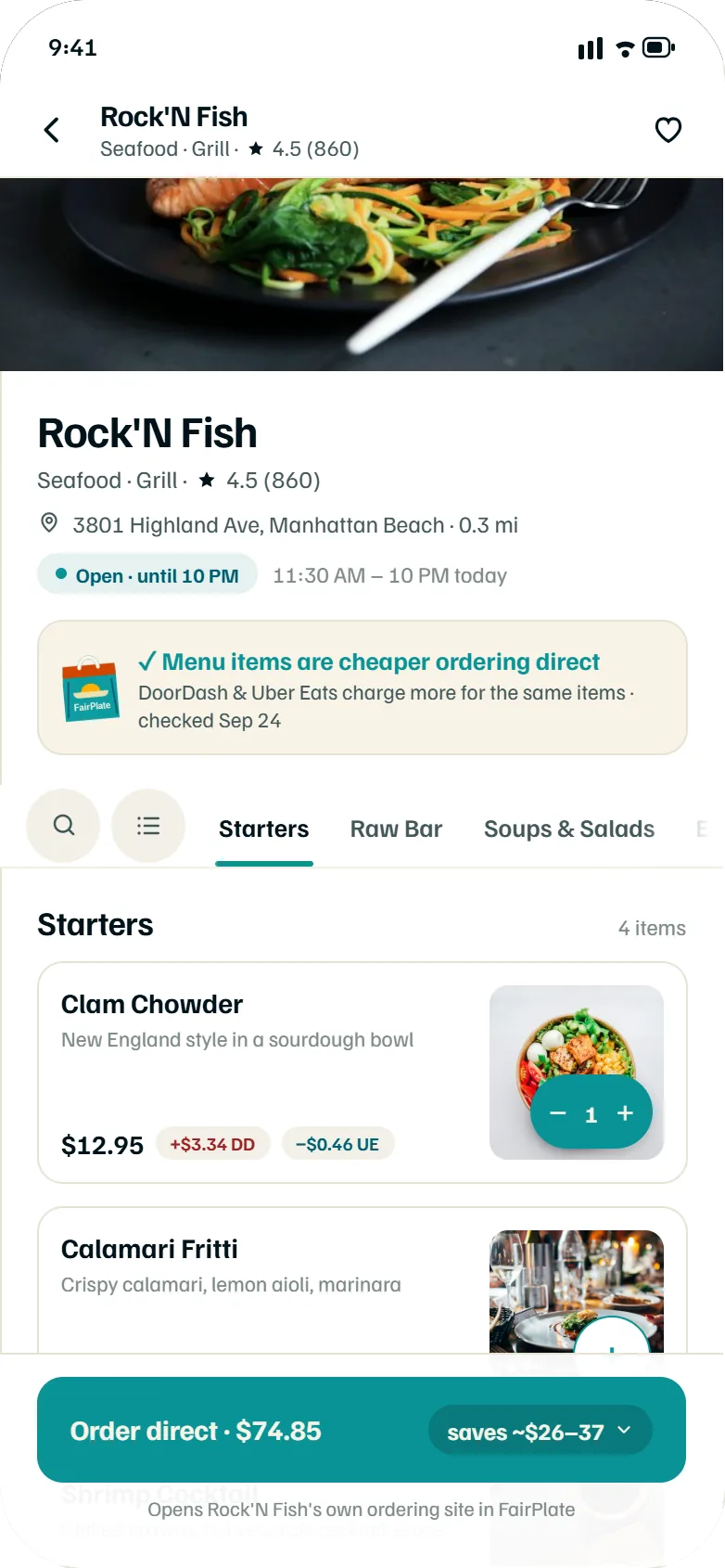 Restaurant page